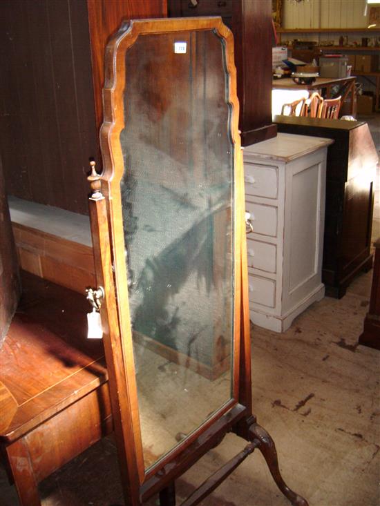 Walnut cheval mirror